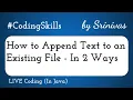 How to Append Text to an Existing File in Java Coding Skills