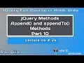 jQuery Tutorial in Hindi Part 24 Append and appendTo Method in jQuery part 10