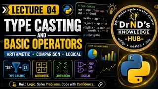 Lecture 04 PythonType Casting Basic Operators Explained Arithmetic Comparison Logic Operators