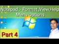 Notepad format view menu options