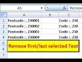 How to remove first last character from excel