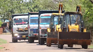 JCB 3dx Loading Pond Mud in TATA Signa 3530 Tipper and 2 Tata 2518 Tipper