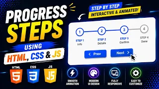 Progress Steps Using HTML CSS JavaScript Animated Multi-Step Progress Bar Project