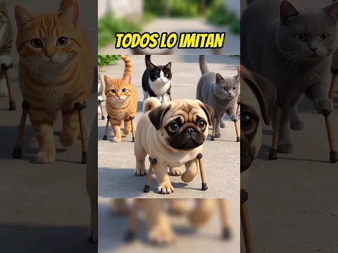 Sus mascotas la imitaban al caminar🐾🩼😱