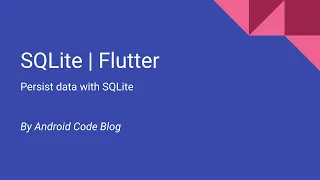 SQLite Persist data with SQLite Flutter