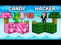 JJ and Mikey CANDY vs HACKER Sky Block Battle in Minecraft - Maizen