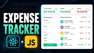 Modern Expense Tracker Using React JS Responsive UI Complete Tutorial