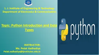 SESSION 1A PYTHON PROGRAMMING SEM 5 EC Python Introduction and Data Types