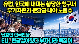 유럽, 한국에 내미는 황당한 청구서 무기지원과 분담금 내야 노림수 단호한 한국반응 EU , 현금떨어졌다 부자나라 콕집어