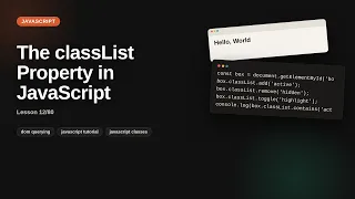 The classList Property in JavaScript JavaScript OOP Tutorial