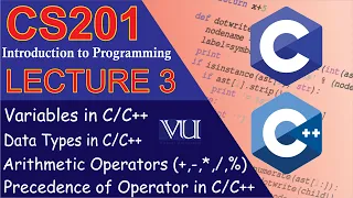 CS201 Short Lecture 3 Variables Data Types Arithmetic Operators and Precedence VU Smart Learning