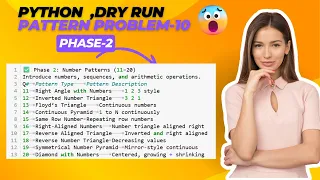 PYTHON PHASE 2 Top 10 Number Pattern Programs Pattern Printing for Beginners 11 20 DSA LOGIC