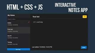 Build a Notes App from Scratch HTML CSS JavaScript Tutorial for Beginners