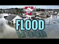 Flooded subdivision near Jonesboro Arkansas by drone