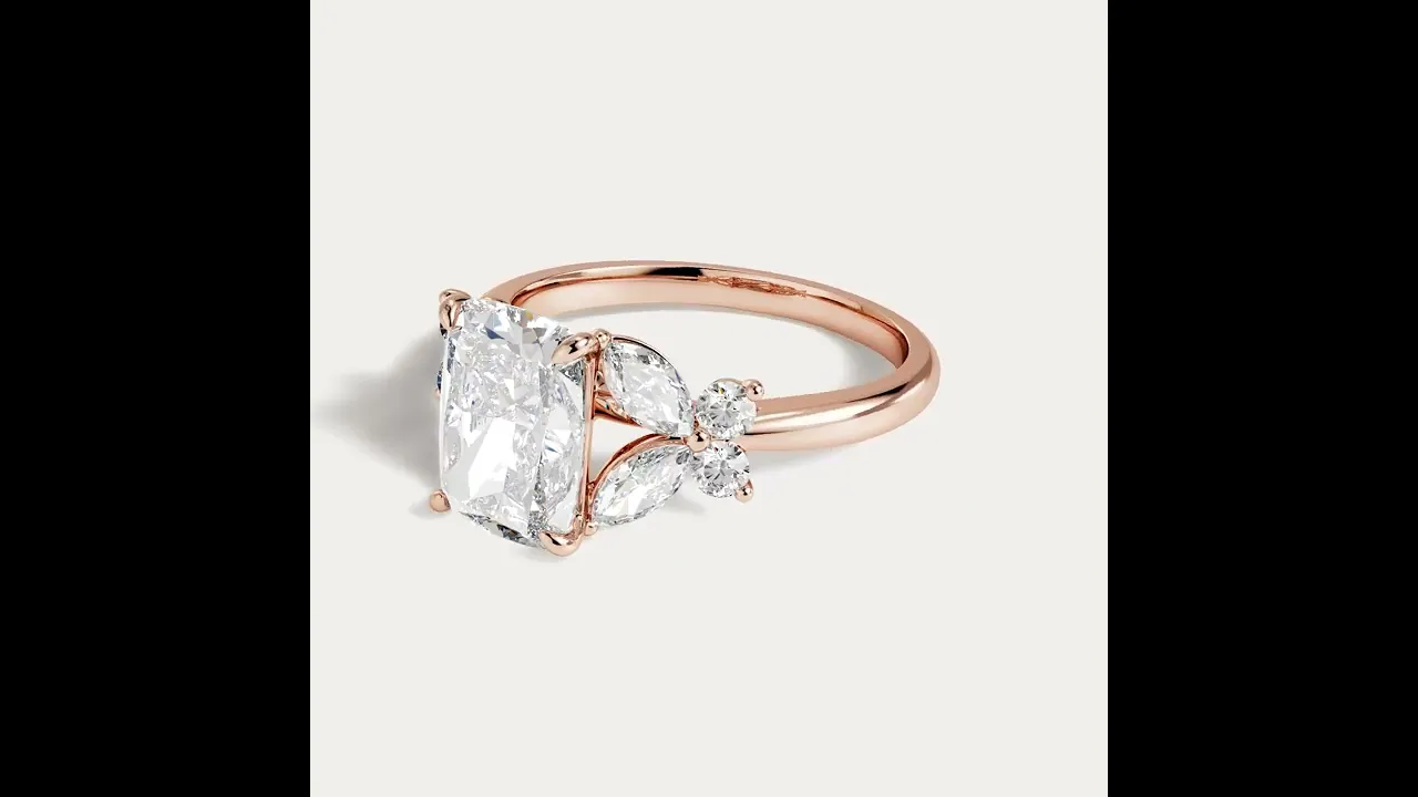 Lettice丨Elongated Cushion Lab Diamond Butterfly Cluster Engagement Ring