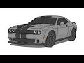 How to draw a DODGE CHALLENGER SRT HELLCAT REDEYE 2020 drawing dodge hellcat demon widebody 2018