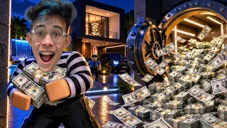 VIREI LADRÃO NO ROBLOX E PEGUEI TODO DINHEIRO QUE TINHA NO COFRE 
