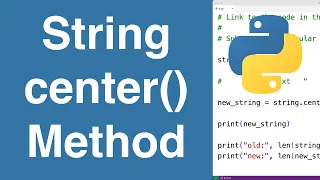 String center Method Python Tutorial