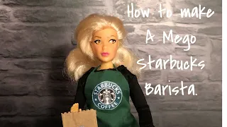 How to make a Mego Starbucks Barista Action Figure Sew or No sew doll clothes by Rachel Baker