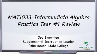 MAT1033 Practice Test Questions 39-40 Replace Y with Function Notation