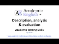 How to use description analysis and evaluation in academic writing with exercises
