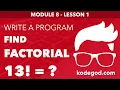 Module 8 - Lesson 1 Factorial of a number using for loop Learn C Programming