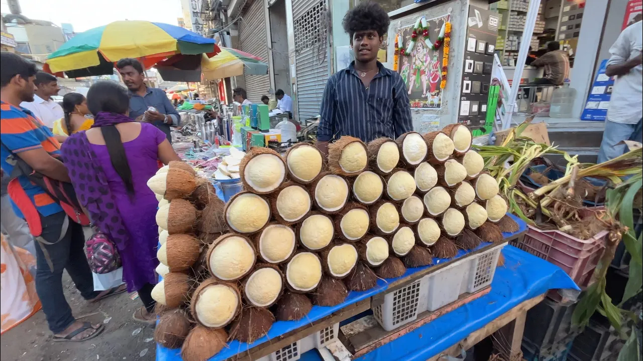 Anna Serves Unusual Coconut Flower in Chennai   Indian Street Food