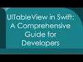 UITableView in Swift A Comprehensive Guide for Developers