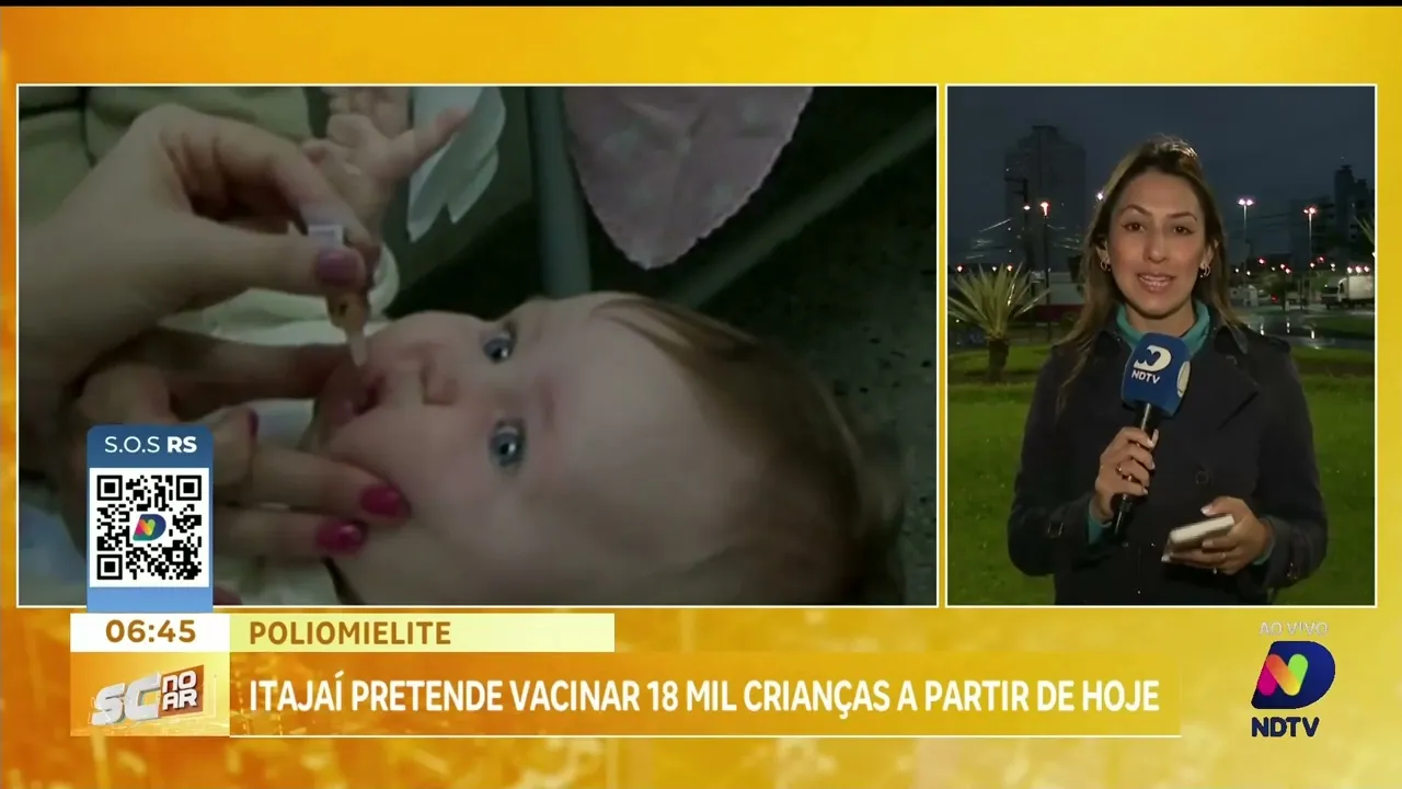 Vacinação contra poliomielite: Itajaí promete vacinar 18 mil crianças a partir desta segunda-feira
