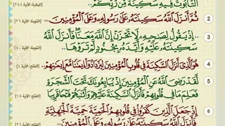 آيات السكينة ه و ال ذ ي أ نز ل الس ك ين ة ف ي ق ل وب ال م ؤ م ن ين ل ي ز د اد وا إ يم ان ا 