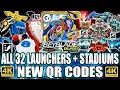 ALL 32 QR CODES LAUNCHERS BEYSTADIUMS BEYBLADE BURST SURGE APP 4K60FPS