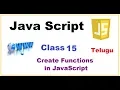 How to Create Functions in JavaScript Telugu JavaScript Functions VLR Training Class 15