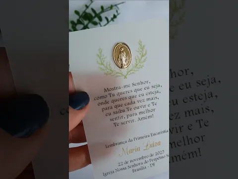 Santinho em papel vegetal com medalha aplucada