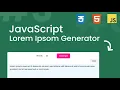 JavaScript Lorem Ipsum Dummy Text Generator with HTML CSS JavaScript JavaScript Projects