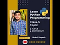 Python Tutorial Class-5 For Beginners In Urdu or Hindi TUPLE DICTIONARY In Python