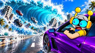 ¿PUEDO ESCAPAR DE LA INUNDACION CON MI COCHE? 😱🌊