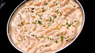 طريقة عمل مكرونة بالوايت صوص بدون فراخ بدون كريمه تحضريها في دقايق بمكونات في كل بيت 