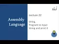 Lecture 22 String Program to input a string in assembly language programming in urdu hindi