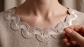 Easy Hand Embroidery for Clothes | Beginner Neck Design