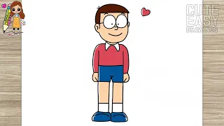 how to draw nobita nobi step by step drawing and coloring for kids