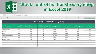 How to Create Stock Control List in Ms excel 2019 || Inventory Management in Ms Excel