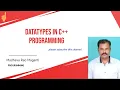 DATATYPES IN C PROGRAMMING INTEGER FLOAT DOUBLE CHAR DATA TYPES IN C