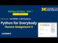 Python For Everybody Honors Recognition Assignment 2 Mailing List Data - Part I Coursera py4e