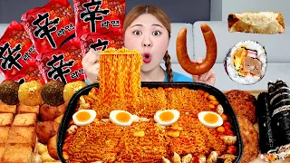 ASMR MUKBANG 라면 6봉지 치킨 김밥 먹방 모음🔥 EAT SPICY RAMEN CHICKEN REAL SOUND | HIU 하이유