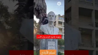 لحظة سقوط النظام السوري وتحطيم تمثال حافظ الأسد 