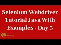 Selenium with Java Tutorial for beginner Selenium webdriver tutorial java with examples-Day 3