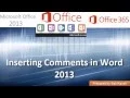 Word 2013 Tutorial Inserting Comments and Other Objects in a Document