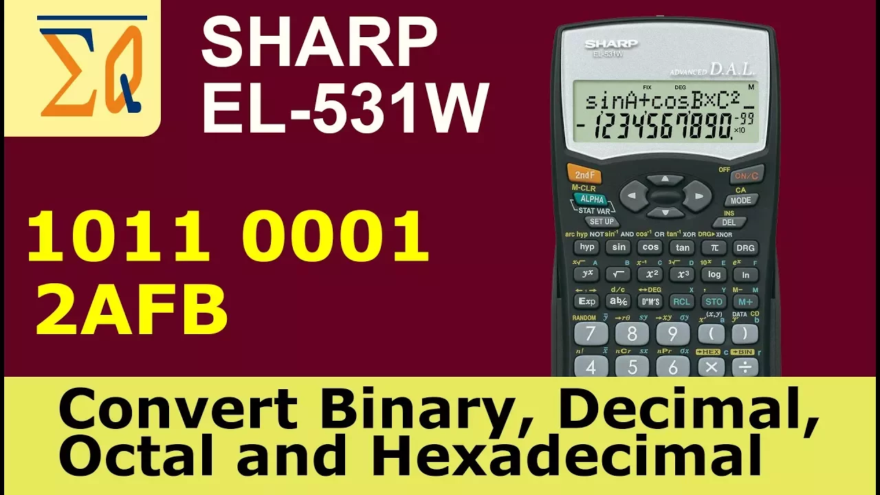 Sharp EL-531W Convert Binary, Decimal, Hexadecimal, Octal and bitwise