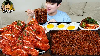 ASMR MUKBANG 직접 만든 슈프림 양념 치킨먹방! 치즈스틱 짜파게티 레시피 FRIED CHICKEN AND BLACK BEAN NOODLES EATING SOUND!