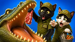 😱 MIS GATOS TRABAJAN EN UN ZOO DE ANIMALES Y PASA ESTO | ZOO HAPPY ANIMALS